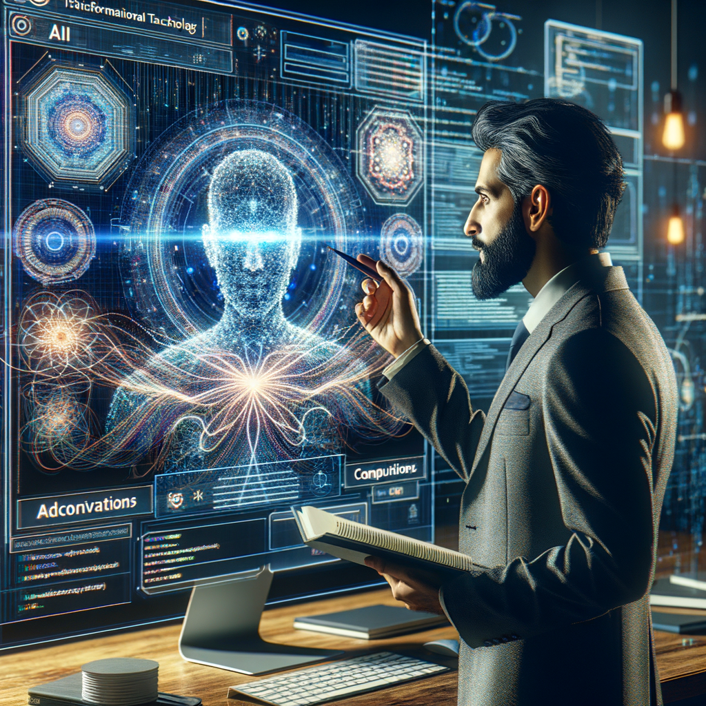 AI日記のイメージを伝えるイラスト。人がAIインターフェースに向かって話し、日記をつけている様子を描写。未来的な雰囲気とカラフルな色使いで、AIとの対話を表現。