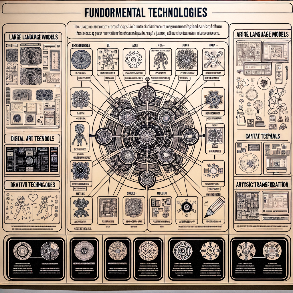 AIアイドルを支える主要技術（大規模言語モデル、音声合成AI、画像/動画生成AI）を示す図。