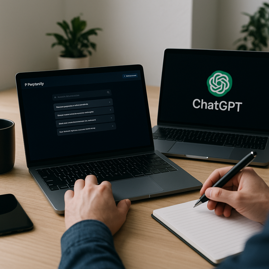 Perplexity Pro vs ChatGPT Plus徹底比較を象徴するメインビジュアル