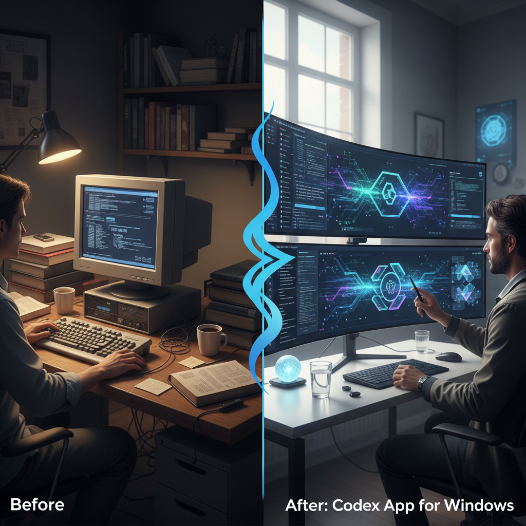 CodexアプリWindows対応で何が変わったの比較ポイントを整理したイメージ
