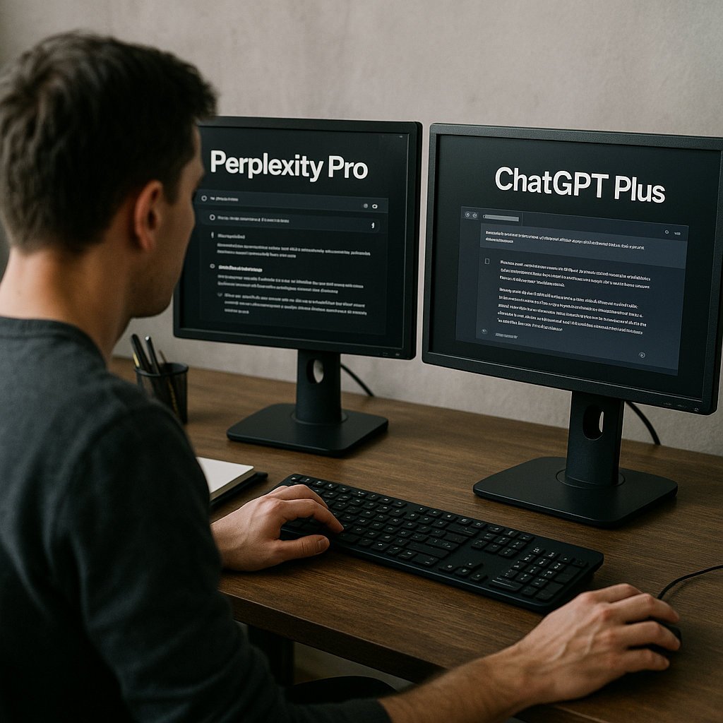 Perplexity Pro vs ChatGPT Plus徹底比較の実利用シーンを表すイメージ